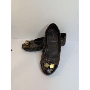 Louis Vuitton Lovely Golden-Cube Ballet Driving Flats in Brown Monogram, 38.5